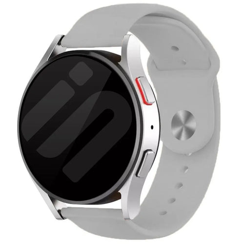 Silicone Sport Strap, grey, on a watch, 3/4 front view