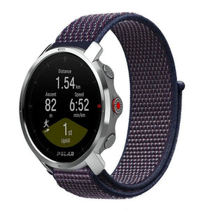 Nylon Strap, indigo, on a watch, 3/4 front view