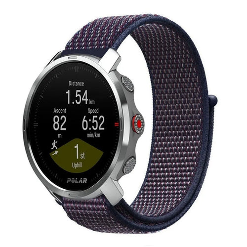 Nylon Strap, indigo, on a watch, 3/4 front view