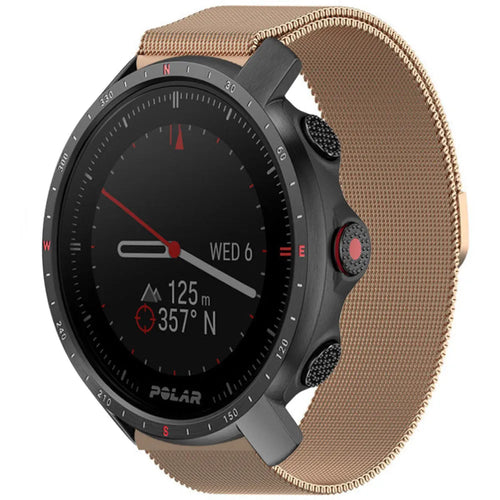 Milanese Strap, rose gold, on a watch, 3/4 front view