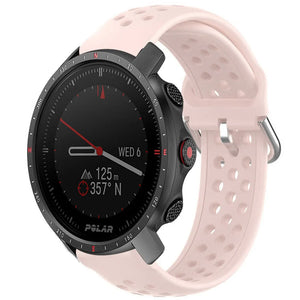 Breathable Silicone Strap, pink, on a watch, 3/4 front view