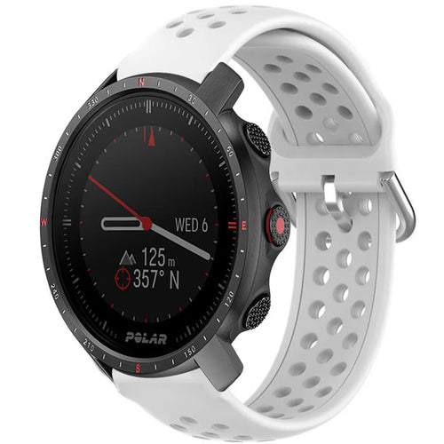 Breathable Silicone Strap, white, on a watch, 3/4 front view