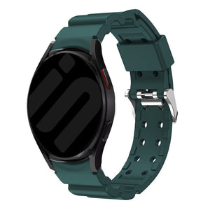 Silicone Strap 'Armour', dark green, on a watch, 3/4 front view