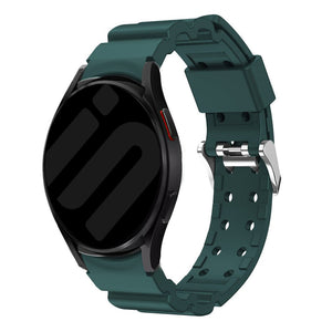 Silicone Strap 'Armour', dark green, on a watch, 3/4 front view