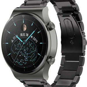 Titanium Strap, black, on a watch, 3/4 front view