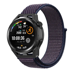 Nylon Strap, indigo, on a watch, 3/4 front view