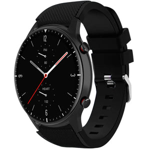 Twill Silicone Strap, black, on a watch, 3/4 front view