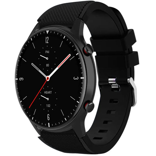 Twill Silicone Strap, black, on a watch, 3/4 front view