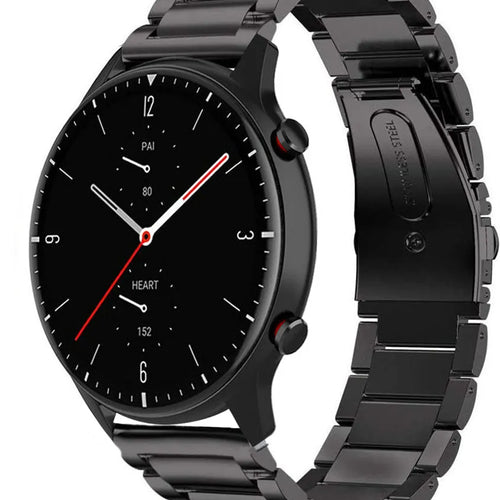 Titanium Strap, black, on a watch, 3/4 front view