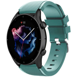 Twill Silicone Strap, viridian, on a watch, 3/4 front view