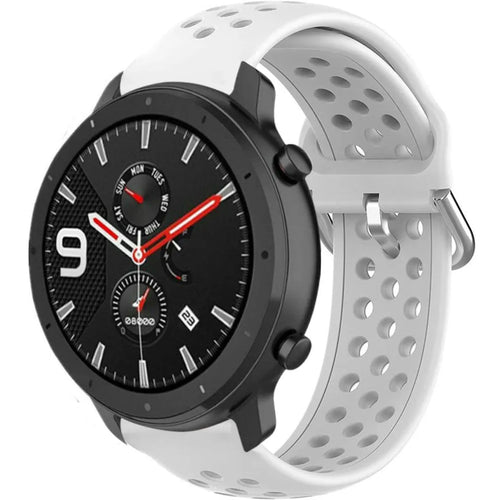 Breathable Silicone Strap, white, on a watch, 3/4 front view