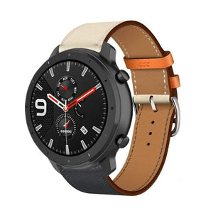 Leather Strap 'Duo', on a watch, 3/4 front view
