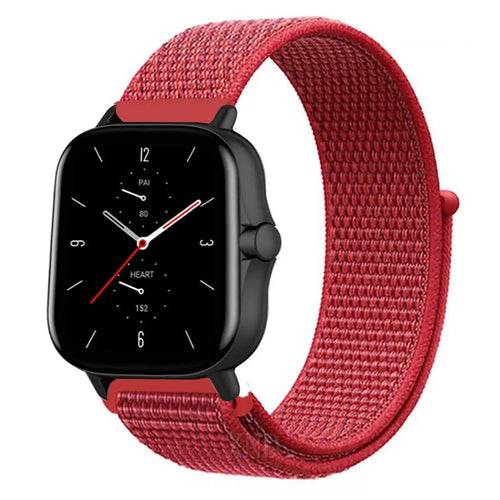 Nylon Strap, red, on a watch, 3/4 front view