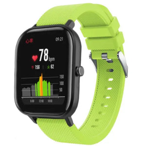Twill Silicone Strap, light green, on a watch, 3/4 front view