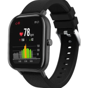 Twill Silicone Strap, black, on a watch, 3/4 front view