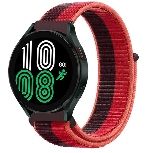 Nylon Strap, cherry magenta, on a watch, 3/4 front view