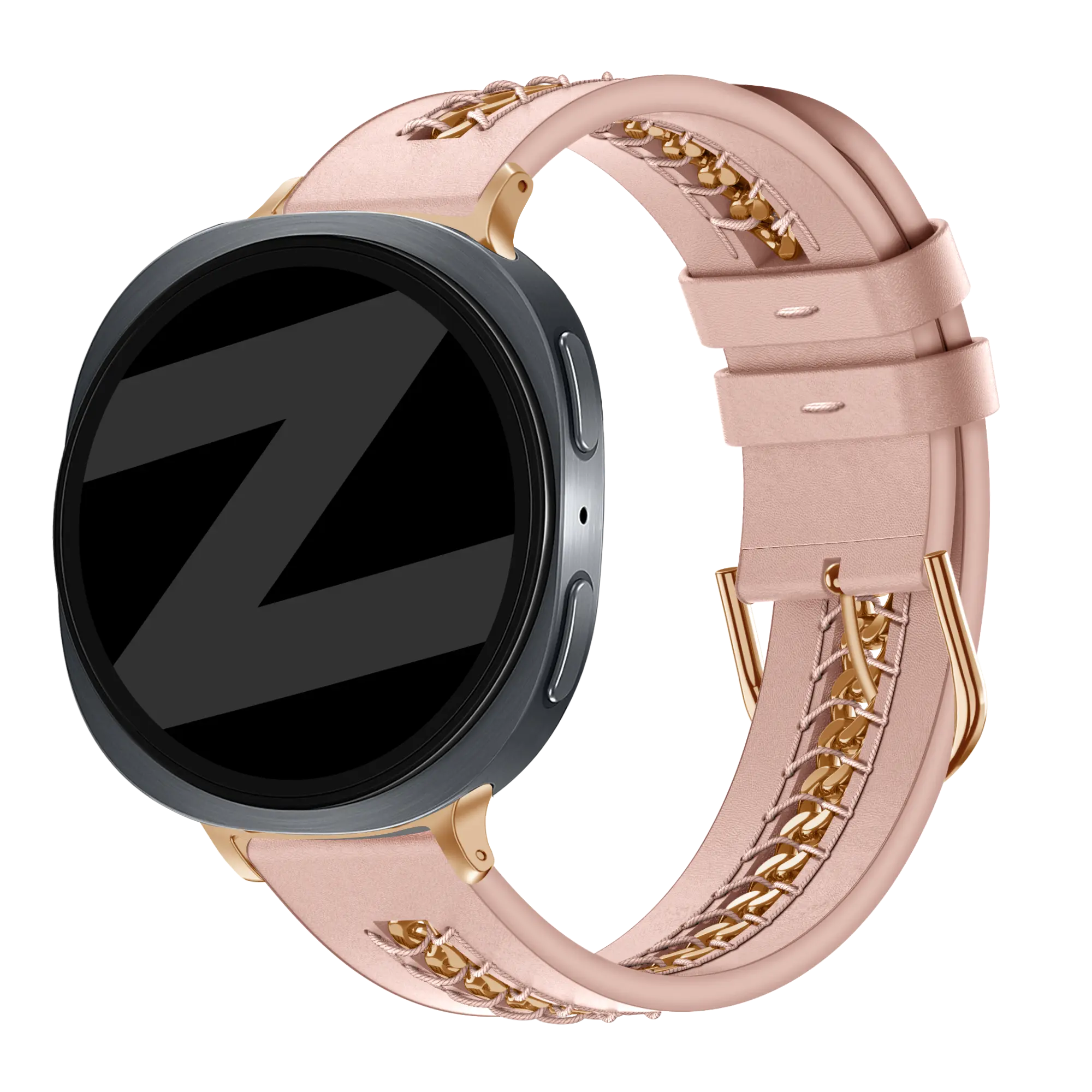 Bandz Samsung Galaxy Watch 9 - 40mm Lederarmband 'Chains' (Rosa)