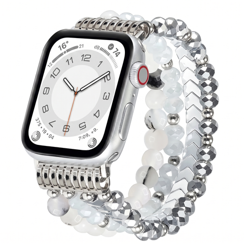 Apple Watch Schmuckarmband mit Perlen (Silber)
