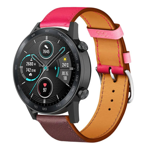 Leather Strap 'Duo', on a watch, 3/4 front view