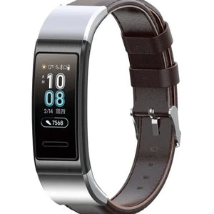 Leather Strap, dark brown, on a watch, 3/4 front view