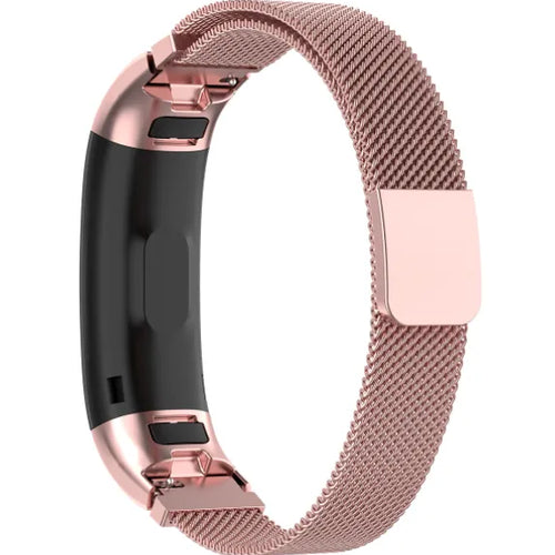 Milanese Strap, pink, on a watch, 3/4 front view