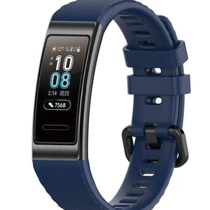Silicone Strap, dark blue, on a watch, 3/4 front view