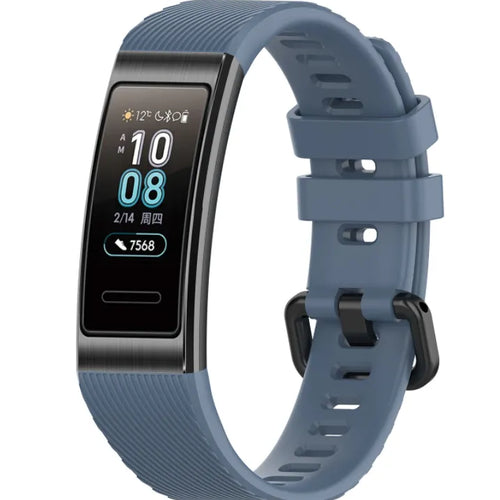 Silicone Strap, grey-blue, on a watch, 3/4 front view
