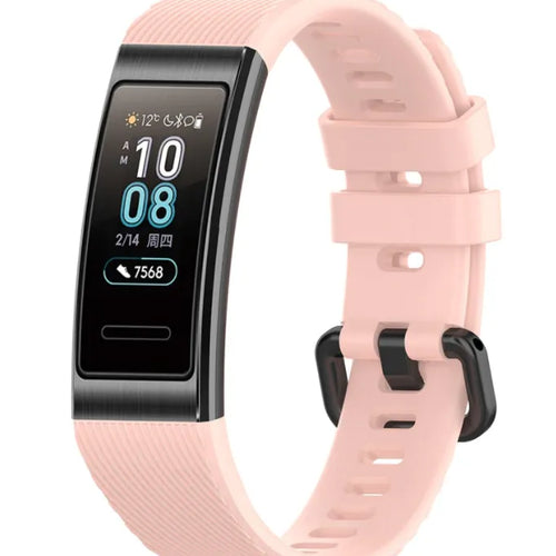 Silicone Strap, light pink, on a watch, 3/4 front view