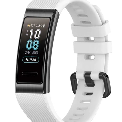 Silicone Strap, white, on a watch, 3/4 front view