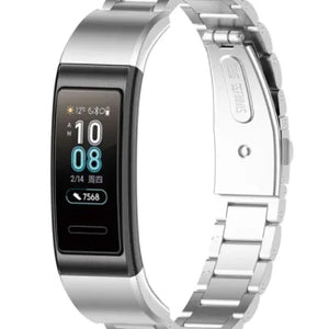 Steel Strap, silver, on a watch, 3/4 front view