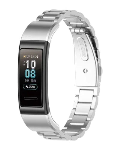 Steel Strap, silver, on a watch, 3/4 front view