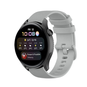 Premium Silicone Strap, grey, on a watch, 3/4 front view