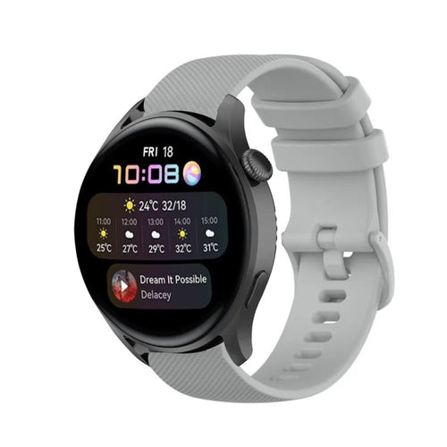 Premium Silicone Strap, grey, on a watch, 3/4 front view