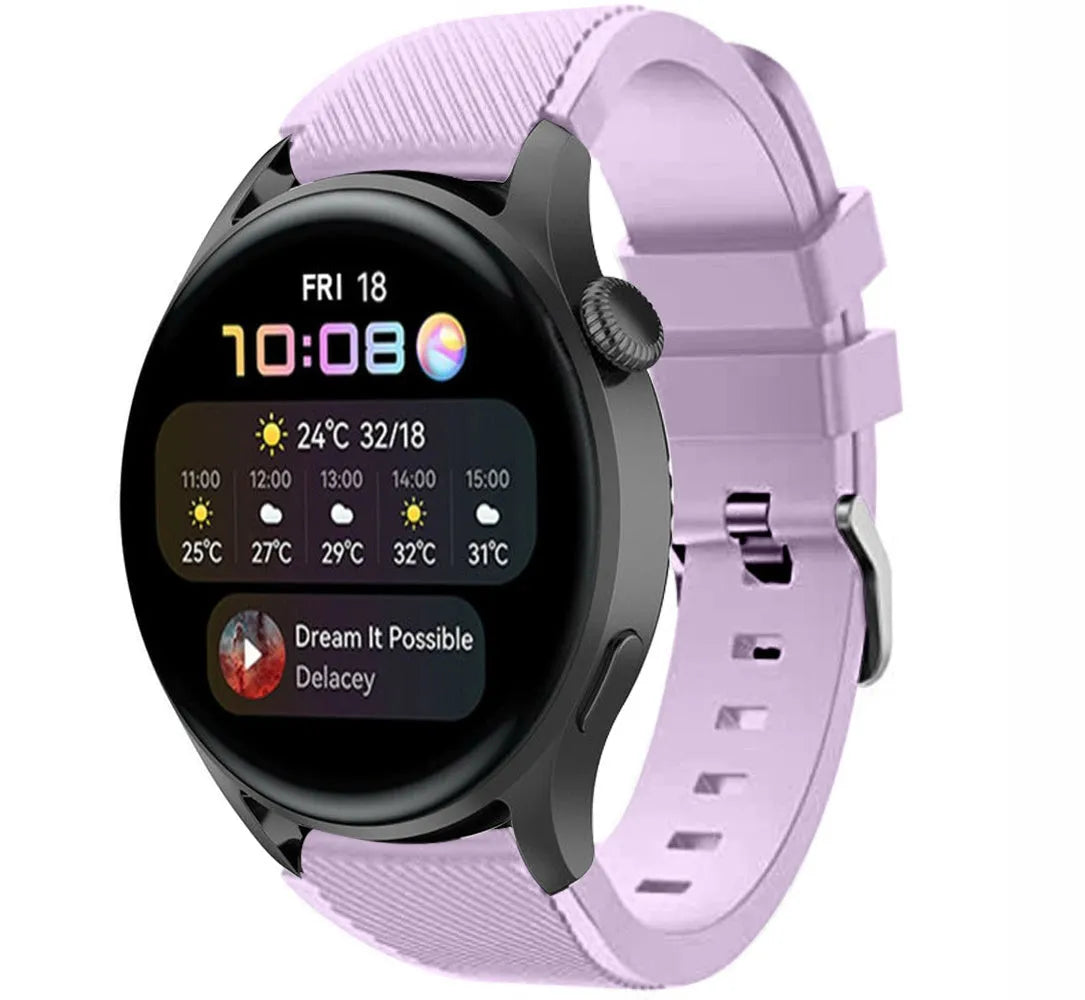 Twill Silicone Strap, on a watch, 3/4 front view