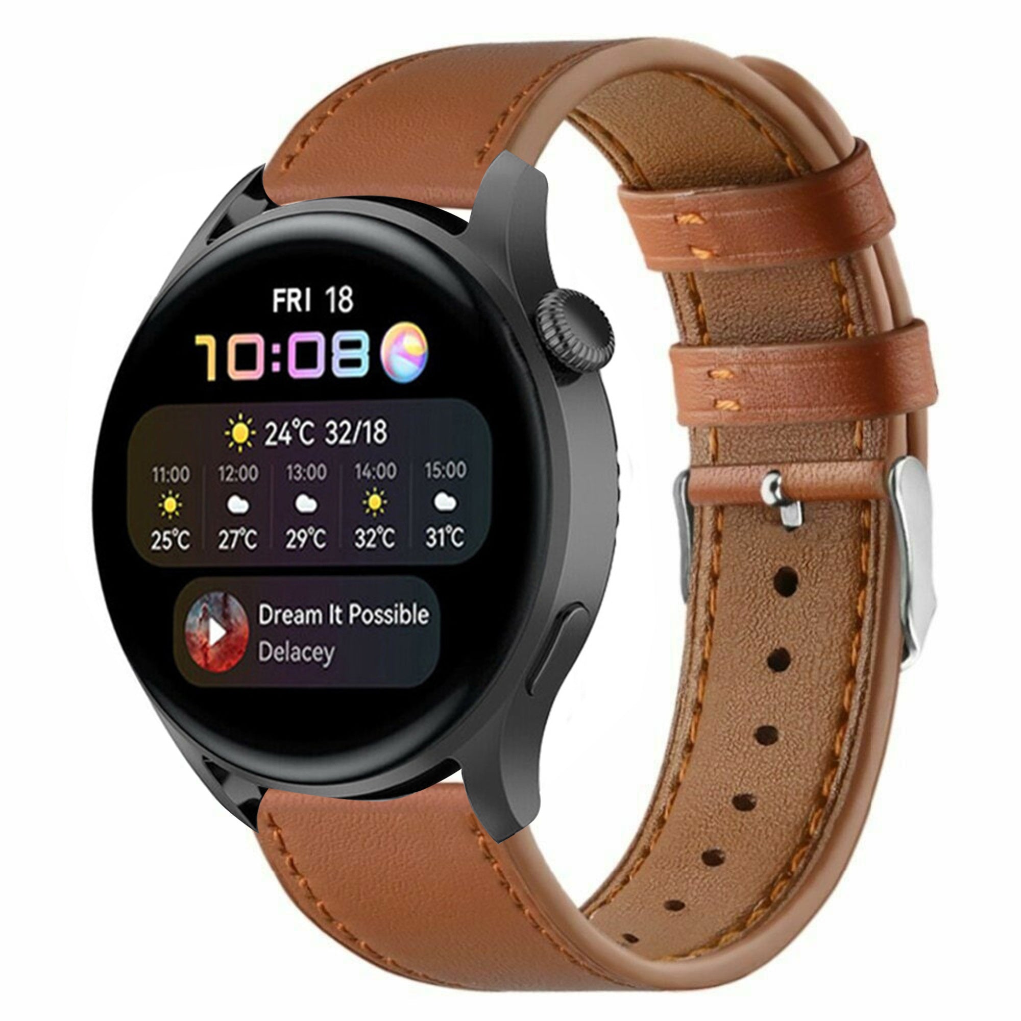 Huawei Watch 3 (Pro) Lederarmband (glattes Braun)