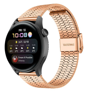 Fine Steel Strap, rose gold, on a watch, 3/4 front view