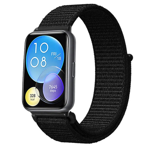 Nylon Strap, black, on a watch, 3/4 front view