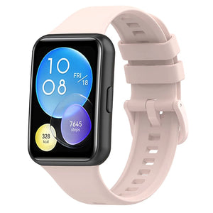 Silicone Strap, light pink, on a watch, 3/4 front view