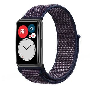 Nylon Strap, indigo, on a watch, 3/4 front view