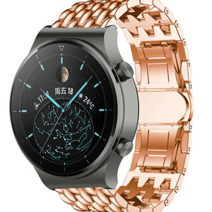Steel Dragon Strap, rose gold, on a watch, 3/4 front view