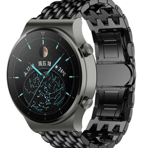 Steel Dragon Strap, black, on a watch, 3/4 front view