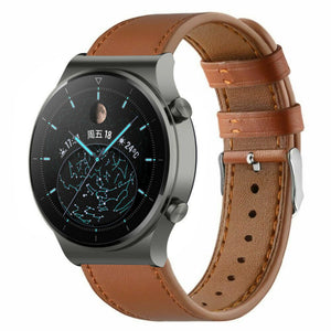 Modern Leather Strap, on a watch, 3/4 front view