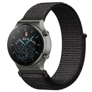 Nylon Strap, black, on a watch, 3/4 front view