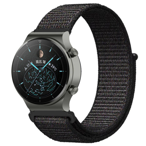 Nylon Strap, black, on a watch, 3/4 front view