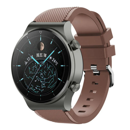 Twill Silicone Strap, brown, on a watch, 3/4 front view