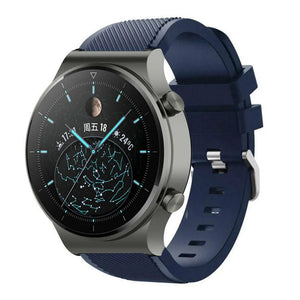 Twill Silicone Strap, dark blue, on a watch, 3/4 front view