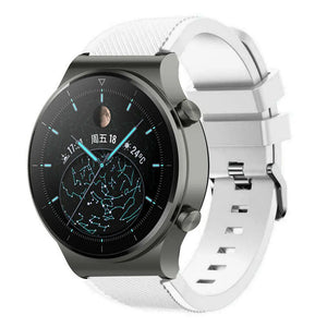 Twill Silicone Strap, white, on a watch, 3/4 front view