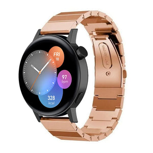 Premium Metal Strap, rose gold, on a watch, 3/4 front view