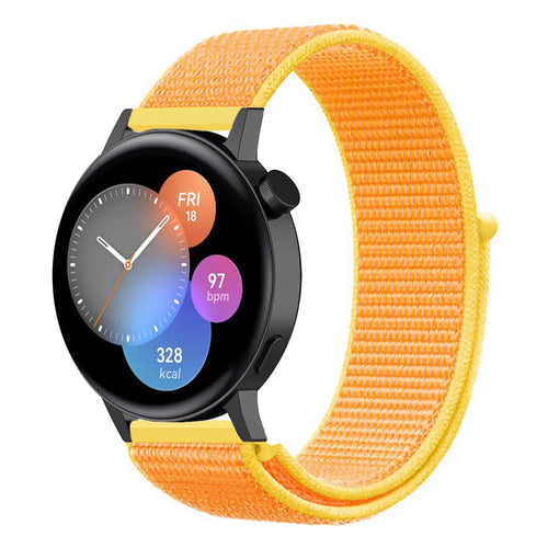 Nylon Strap, light yellow, on a watch, 3/4 front view