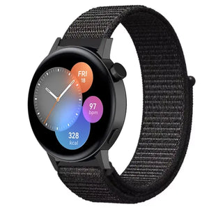 Nylon Strap, black, on a watch, 3/4 front view